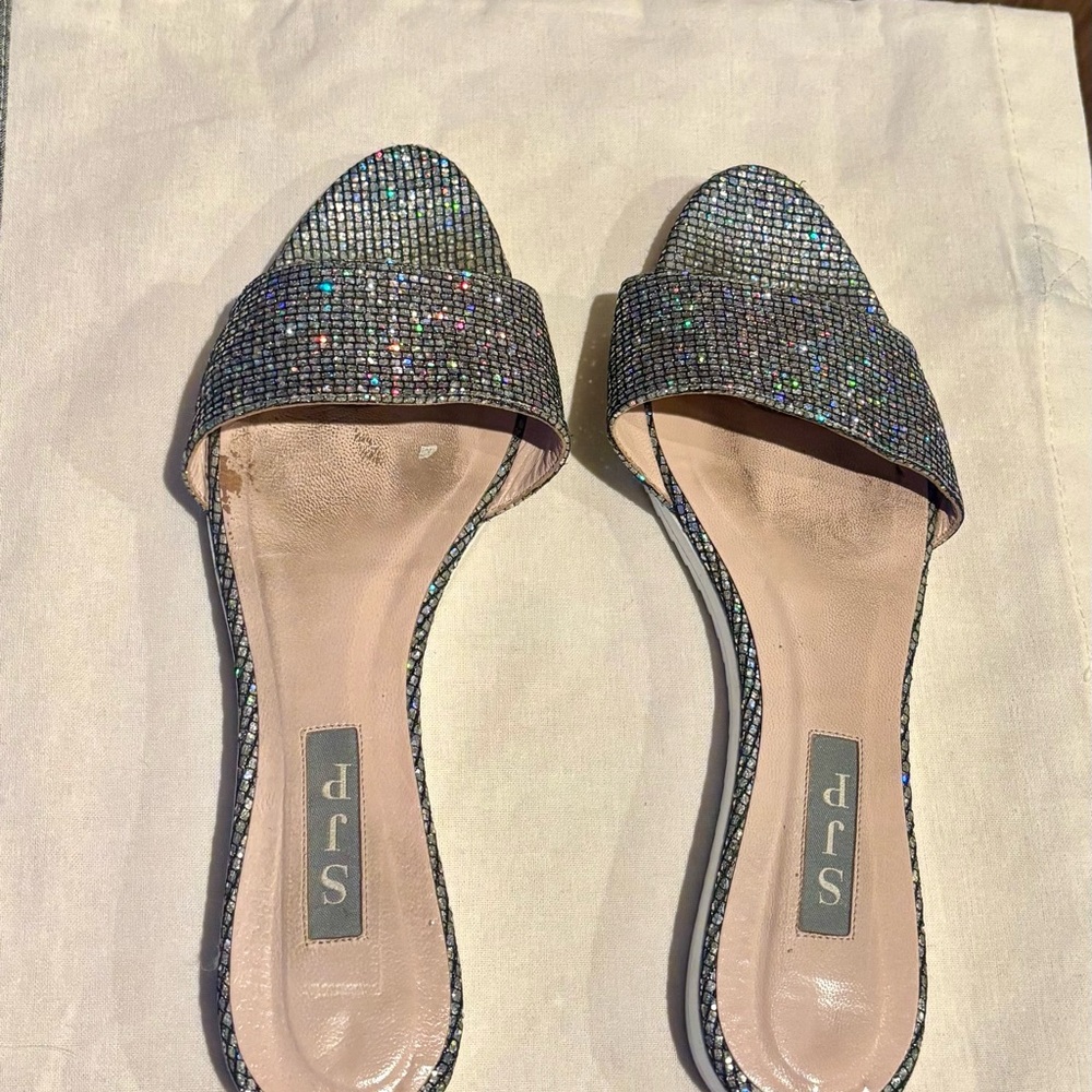 SJP (Sarah Jessica Parker) Women's Flat Glitter Slide Sandals - Black - 7.5